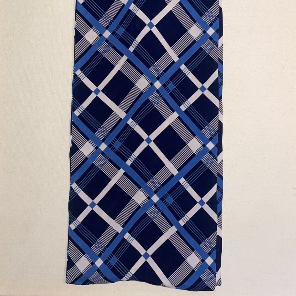 Blue Plaid Vintage Rayon Scarf